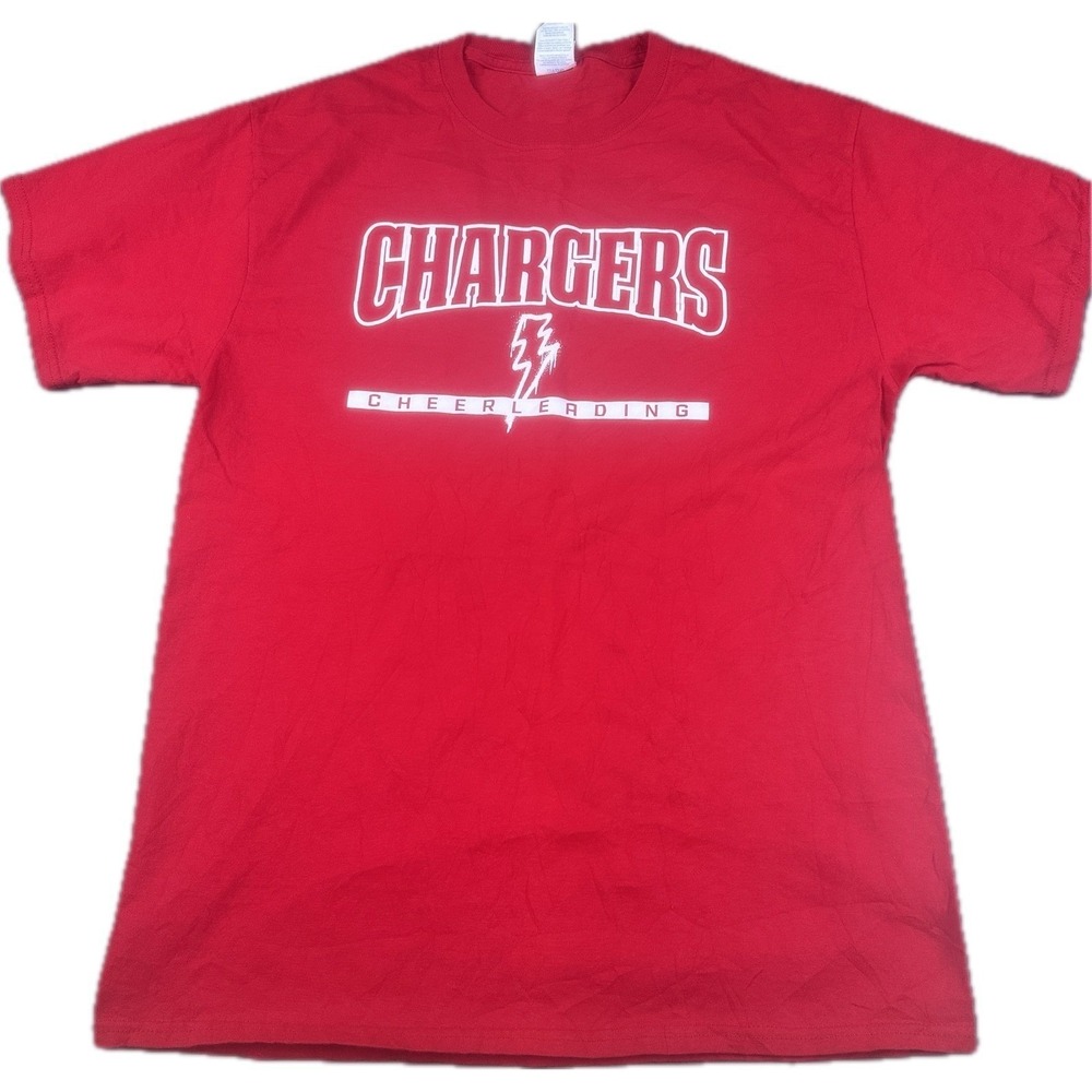 Port & Company Unisex Chargers Cheerleading Graphic T-Shirt Med Red Short Sleeve